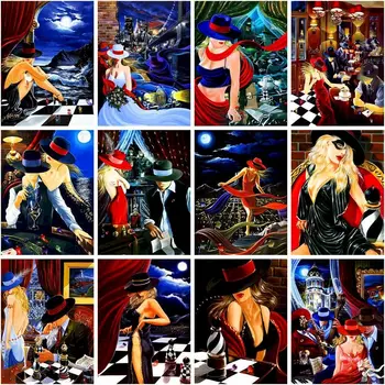 CHENISTORY Obrázok Podľa Počtu Sexy Žena Súpravy maľby Číslo Kresba Na Plátne Handpainted Umenie Darček Domov DecorP