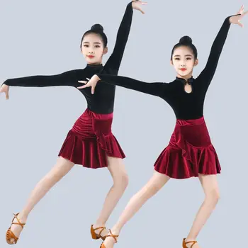 Deti, Oblečenie pre Tanečné 2023 latinské Tanečné Šaty Dievčatá Krátke Celý Rukáv Salsa Tango Deti Tanečných Kostýmov, Sukne Sála A09