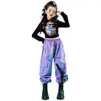 Dievčatá Hip Hop Plodín Top Cargo Nohavice Krásne Oblečenie Sady Deti Jazz Mikina Street Dance Joggers Dieťa Streetwear Sladké Oblečenie