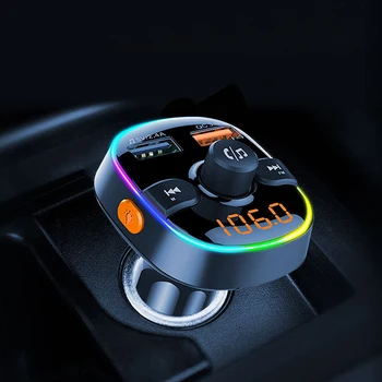 Duálny USB Nabíjačka RGB Svetlo safe FM Vysielač Bezdrôtového Bluetooth5.0 Handsfree Car MP3 Prehrávač s Bluetooth Súprava FM Modulátor Adaptér