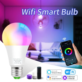 E27, WiFi, Smart Žiarovky RGBCW Stmievateľné LED Smart Lampa Aplikáciu Diaľkové Ovládanie Hlasom Alexa Domovská stránka Google Yandex Alice AC85-265V 18W