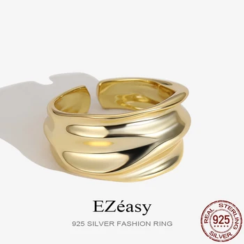 EZeasy 925 Sterling Silver Luxusný Jemný Prsteň Nepravidelný Konkávne Konvexný Povrch Pre Ženy, Vysoko Kvalitné Svadobné Dizajn Šperky Darček