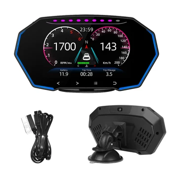 F11 Auto HUD GPS Head Up Displej Hodiny Tachometer Rýchlomer Tester Alarm OBD2 Diagnostický Test Na Palube Príslušenstvo k Počítačom 4