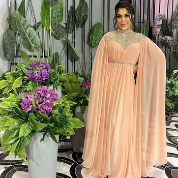 Fashionvane Zákazku Korálkové Vysoký Golier Večerné Šaty pre Saudská Arábia Ženy Nosia Dlhé Rukávy Formálne Príležitosti Prom Šaty