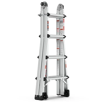 Hliníkové Multi-Pozíciou Rebrík s Kolesami, 300 kg Hmotnosť Hodnotenie, 17 STÔP