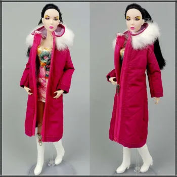 Hot Pink Módne Zimné Nosenie, Dlhú Srsť Pre Bábiky Barbie Oblečenie Vetrovka Pre 1/6 BJD Doll Oblečenie Bunda 1:6 Bábiky, Príslušenstvo Hračky
