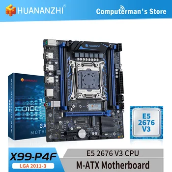 HUANANZHI X99 P4F LGA 2011-3 XEON X99 základná Doska s procesorom Intel E5 2676 V3 Podporu DDR4 RECC pamäť combo kit set NVME SATA