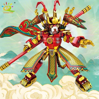 HUIQIBAO 506pcs Sun Wukong Mecha Stavebné Bloky Mesto Monkied Super Robot Monkey King Fighter Zbraň Údaje Tehly Hračky Dieťa