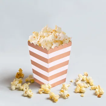 JQSYRISE 8Pcs Rosegold Prekladané Popcorn Boxy Svadobné Deti Narodeninovej Party Dekor Baby Sprcha Candy Box Vrecia Film Strana Dodávky