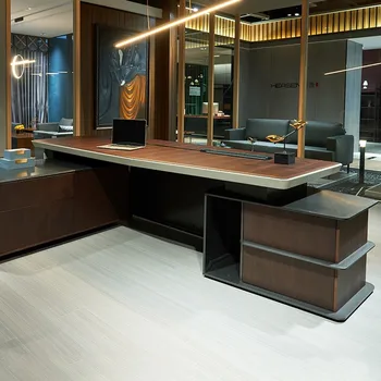 Kancelársky nábytok šéf jednej z masívu Taipan stôl orech light extravagantné high-end prezident stôl
