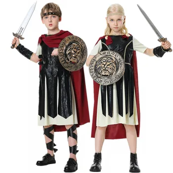 Karneval, Party Halloween Deti Starovekej Rímskej Spartan Bojovník Gladiator Kostým Fantasia Rytier Vojak Cosplay pre Chlapca Chlapcov