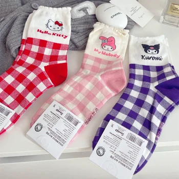 Kawaii Sanrio Ponožky Hello Kitty Kuromi Cinnamoroll Anime Dievčatá Priedušné Letné Ponožky Roztomilý Kreslený Bavlnené Pančuchy