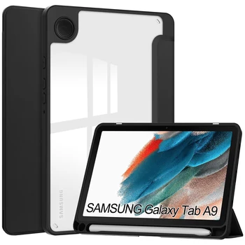 Kožené puzdro pre Samsung Galaxy Tab A9 SM-X115N 8 Palcový Transparentný Zadný Kryt Auto Sleep/Wake