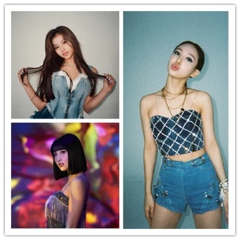 Kpop Kórejskej Speváčky Jazz Oblečenie Sexy Džínsové Šaty Kožená Vesta Plodín Topy Ženy Fáze Výkonu Kostýmy Nočný Klub Ženské Oblečenie