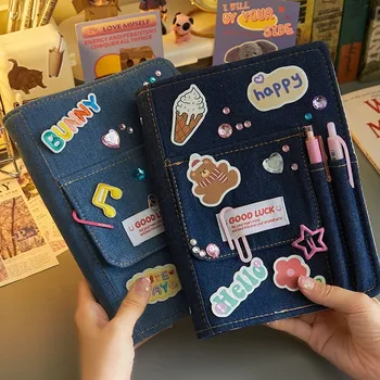 kreatívne Denim Notebooky Binder Vestník Strane hlavnej knihy Denník Darčeka Dievča Notebook kancelárske potreby Skladovanie kórejský Školské potreby