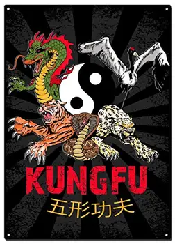  Kungfu 5 Zvieracie Štýly Kovov Cín Príznaky,Bojové Umenie, Stálofarebné Plagáty, Dekoračné Tabule, Nástenné Art, Home Decor