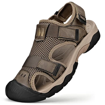 Letné Nové Pohodlné Sandále Ležérne Topánky Originálne Kožené Vonkajšie Plážové Sandále Priedušná Obuv Muži Sandále, Papuče