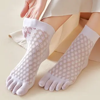 Letné Nové Žien Tenké Päť Prstov Ponožky Japonský Velvet Ice Hodváb Oka Potu-absorpciu Krátke Ponožky