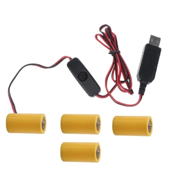 LR14 C Batérie Eliminators USB Napájací Kábel s Prepínače Nahradiť LR14 C Batérie pre Elektrické Hračky Baterka Hodiny