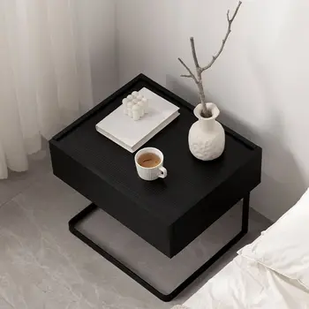 Luxusné Moderné Bedsid Tabuľka Minimalistický Klasické Čierne Zásuvky Sidebed Tabuľka Jedinečný Dizajnér Criado Mudo Nábytok Obývacia Izba