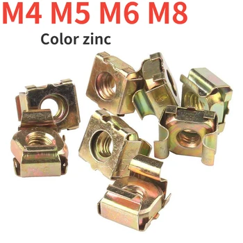 M4 M5 M6 M8 Farba Zinok Uhlíkovej Ocele Kvarteto Plávajúce Matice Poistnej Matice Námestie Modul Snap-In Matice Kazety Elastický Kryt Karty Cage Nut
