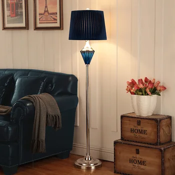 Modrá Európskom Štýle Poschodí Lampa Spálne, Obývacia Izba Jednoduché, Moderné, Kreatívne Sklo Rozšírené Zmysel Americký Nočný Stolík Lampa