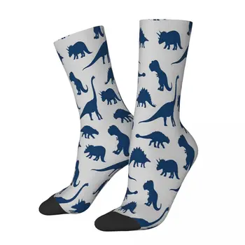 Modrá Stáda Dinosaurov Ponožky Muž Mens Ženy Jeseň Pančuchy Hip Hop