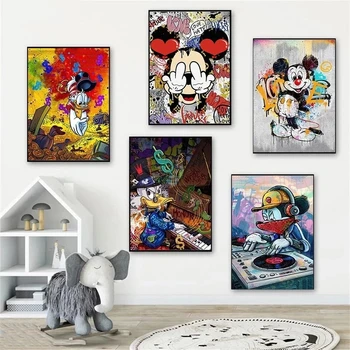 Modulárny Obrázky Mickey Mouse a káčer Donald Domáce Dekorácie na Stenu Umenie Moderné Plátno Tlačiť Maľovanie pre Spálne Plagáte Bez Rámu