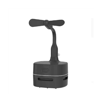 Multifunkčný Vysávač Home Prenosný Mini Ventilátor Študent Tri-V-Jednom Stolná Lampa Ploche Vysávač(Black)