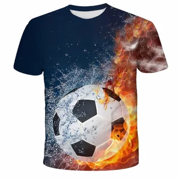 Móda Futbal Tričko Deti Letné 3D T-shirt Dievča Unisex Športové detské Oblečenie Batoľa Chlapec Oblečenie Grafické T Košele