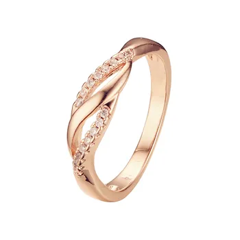 Módne Dámske Prstene 585 Zlatá Farba Šperky Bielymi Zirkónmi Krúžky Návrhov Pre Ženy