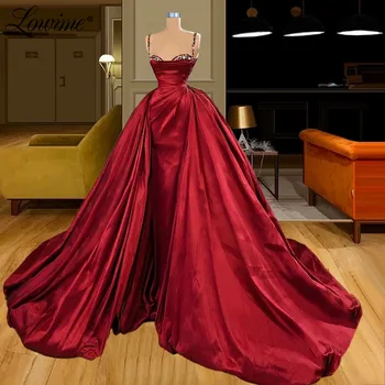 Najnovší Luxusný Celebrity Šaty Dubaj Kryštály Couture Večerné Šaty Plus Veľkosť Arabskom Blízkom Východe Dlho 2021 Burgundsko Party Šaty