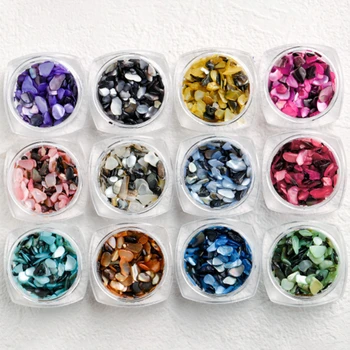 Nepravidelný Farebné Prírodné Japonský Štýl Shell Fragmenty Nail Art, Ozdoby Abalone Shell Čipy Manikúra Príslušenstvo Veľkoobchod