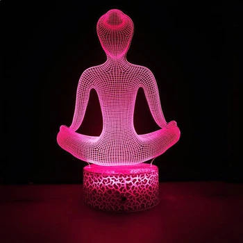 Nighdn Ľudských Meditácie 3D Ilúziu Lampa LED Nočné Svetlo Zapojte USB Touch stolná Lampa Domov Izba Dekor Tvorivé Abstraktné Darček