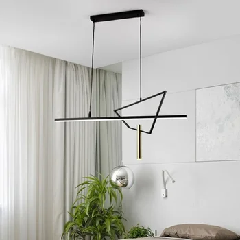 Nordic Black LED Prívesok, Svietidlá Pre Spálne Posteli Obývacia Izba, Kuchyňa, Reštaurácia, Bar Svietidlo Závesné Geometrie Luster