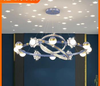 Nordic Light Luxusná Obývacia Izba Hviezdne Nebo Luster Trendov Tvorivé Crystal Kvet Krúžok Teplé Hviezdne Nebo Premietacie Sály