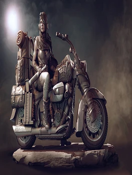 Nové Nezmontované 1/24 dávnych žena bojovník s motocykel Živice Obrázok Nevyfarbené Model Auta