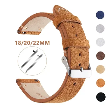 Nové Originálne Kožené Hodinky Remienok pre Samsung Galaxy Watch 5 4 3 Semiš Sledovať Kapela Mäkkej Kože, Ručne Šité Pás pánske 18 20 22 mm