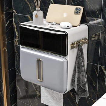 Nové Svetlo Luxusné Kreatívne Nástenné Perforované Nepremokavé Tkaniva Box pre Domácnosť, Toaletné Multifunkčné Tkaniva Úložný Box