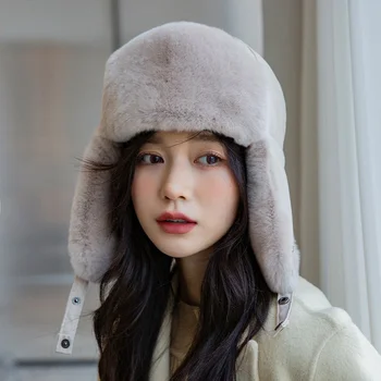 Nové Zimné dámske Lyžiarske Klobúk Pribrala Králik Vlasy teplou Ochranu Sluchu Lei Feng Klobúk Bežné Módny Trend Kožušiny Klobúk 2023