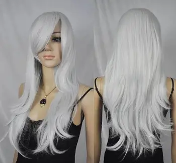 nový sexy dlhé biela strieborná Vlnité vlasy, parochne Pre Ženy na Vianoce Halloween Cosplay Kostým Party Parochne