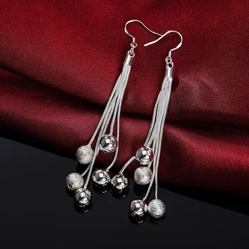 Nový trend 925 Sterling Silver Šperky pre Ženy módne Šperky Strapec visí korálky dlhé náušnice Valentín Dary