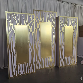 Nádherné Luxusné Zlaté Zrkadlové Obdĺžnik Kvetinové Svadobné Pozadie Dizajn Na Predaj