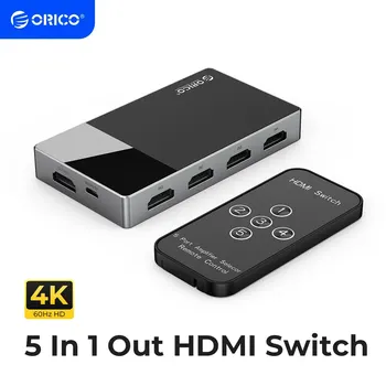 ORICO 5 V 1 Z 4k@60HZ Prepínač kompatibilný s HDMI 2.0 Prepínač Converter pre TV PS5 Xbox PC Oheň Stick S IR Diaľkové Ovládanie