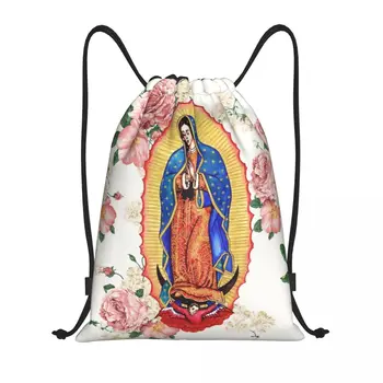Panna, Z Guadalupe Šnúrkou Batoh Športové tašky pre Ženy, Mužov, Mexiko Katolíckej Panny Márie Nakupovanie Sackpack