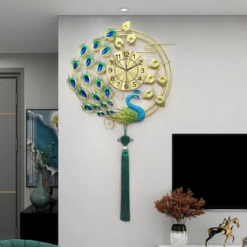Peacock Clock, Obývacia Izba, Nástenné Hodiny, Moderné, Kreatívne Quartz Hodiny, Tiché Hodiny