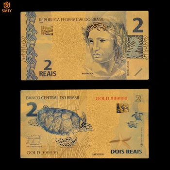 Pekné Farby Produktu Brazílsky Zlato, Bankovky 2 Skutočná Mena v 24k Zlatom Papierové Peniaze Na Zbierku