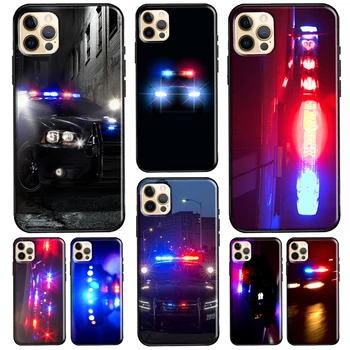 Policajné Autá Svetlo V Noci Mäkké TPU Kryt Pre iPhone 13 12 Mini 11 14 Pro Max XS 6 7 8 Plus 5S SE 2020 X XR Telefón Prípade