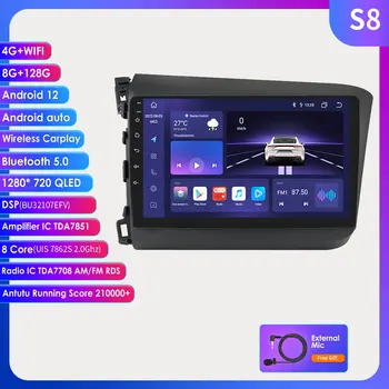 Pre Honda Civic 2012 2013 2014 2015 2din Android autorádia multimediálne video prehrávač, GPS Navigáciu Stereo 4G Autoradio AI Carplay