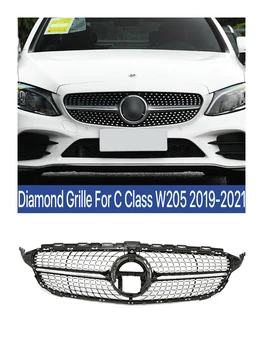 Pre Mercedes Benz C Trieda W205 2019-2021 Predný Nárazník Radiátor Diamond AMG GT Panamerica Mriežka Silver Black Gril C180 C200300